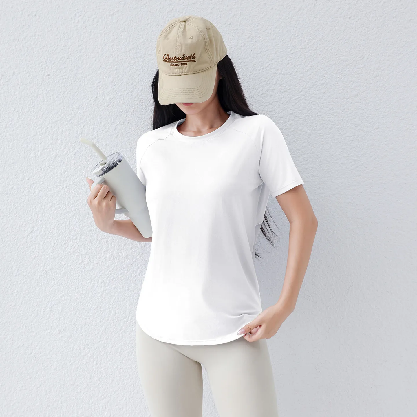 

Women’s Loose-Fit Summer Cool-Touch Tee, Quick-Dry Draped Yoga Top, Breathable Running Shirt, Lightweight Workout Cover-Up Gym