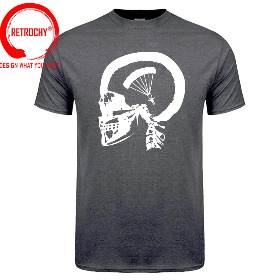 Unique Skull Design Skydiving In My Brain T-shirt Short Sleeved Cotton T Shirt Tops Tees O Neck Crazy Big Tall Plus Size 5XL 6XL image 5
