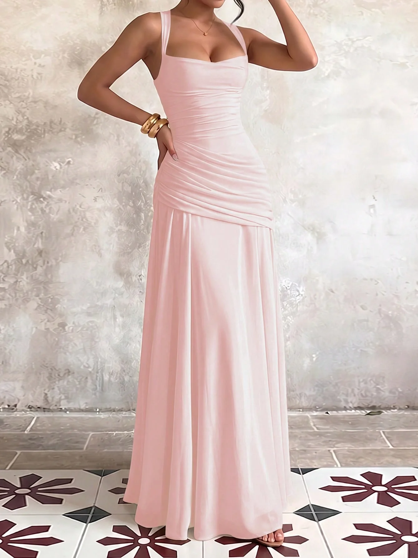 Vestido Longo Bodycon Rosa Ele - Formal Wear Gowns For Women avaliação e preço