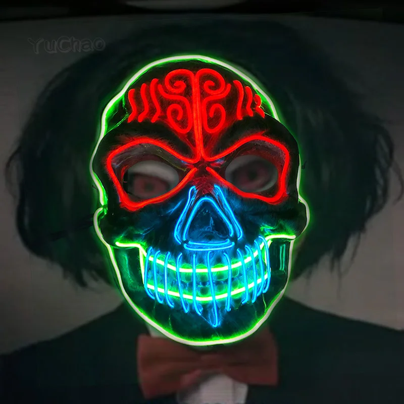 

Glowing Pattern Ghost King Mask Cosplay Ghost Masquerade Street Dance Costume Props Led Face Masks Glowing Evil Mask For Men