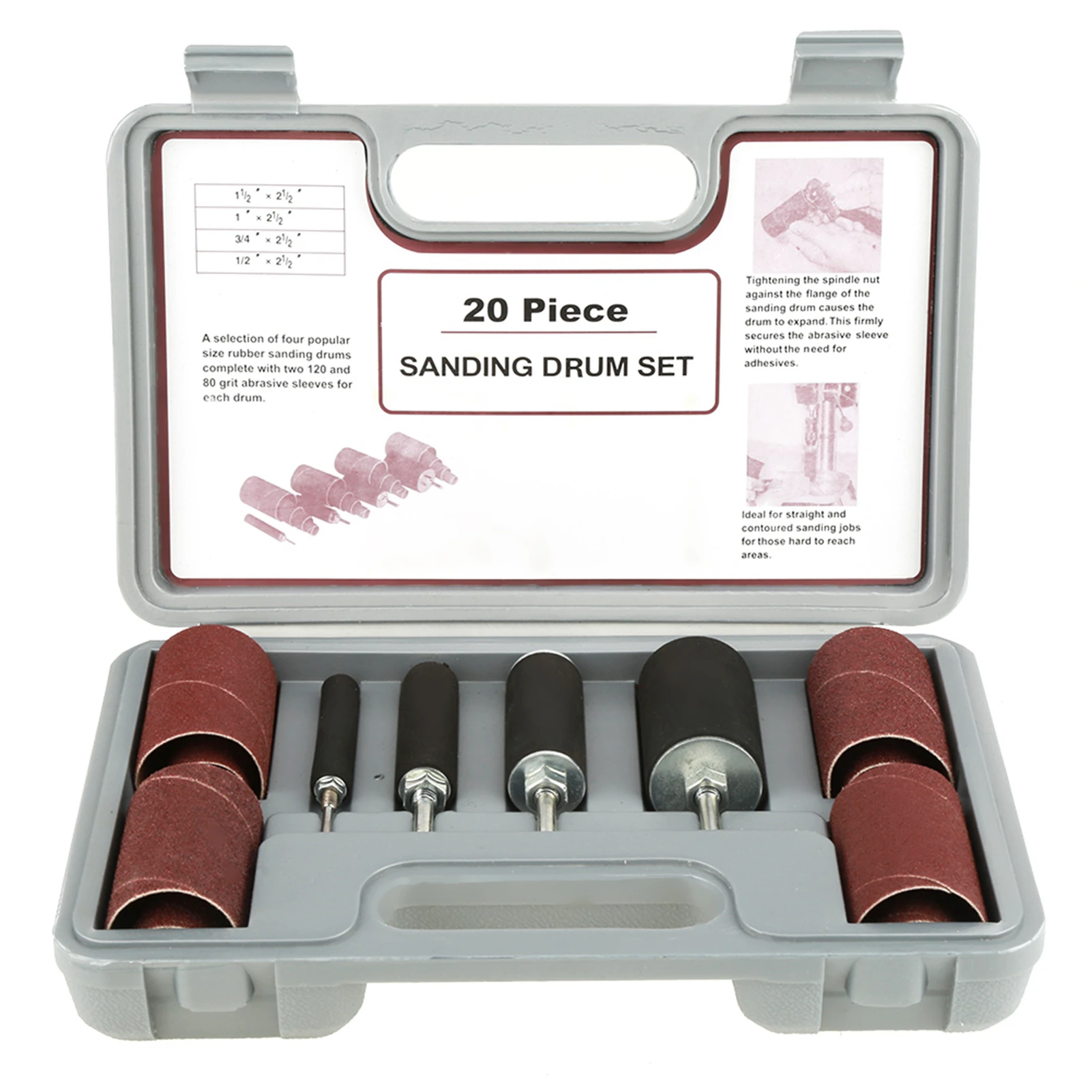 

Spindle Sanding Drum Sander Tool Kit Set with Case for Drill Press Rubber Sanding Drum Set Sanding Kit Sanding Drum Set