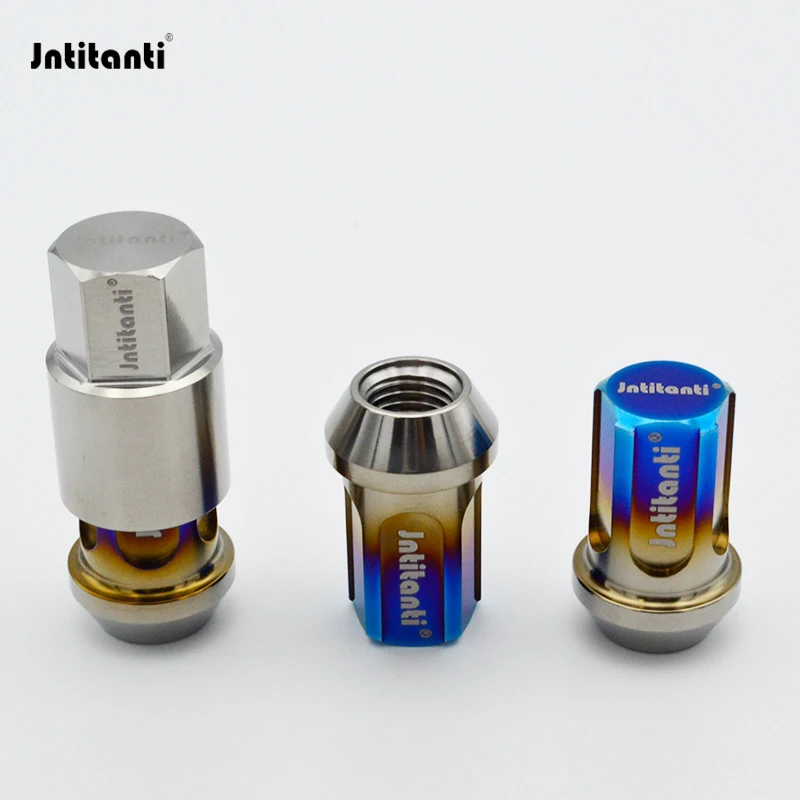 Jntitanti Gr.5 titanium closed end wheel titanium nuts gr 5 with1key M14x1.25/1.5x35/45 for BMW,MINI,Jeep, Land rover,Tesla etc