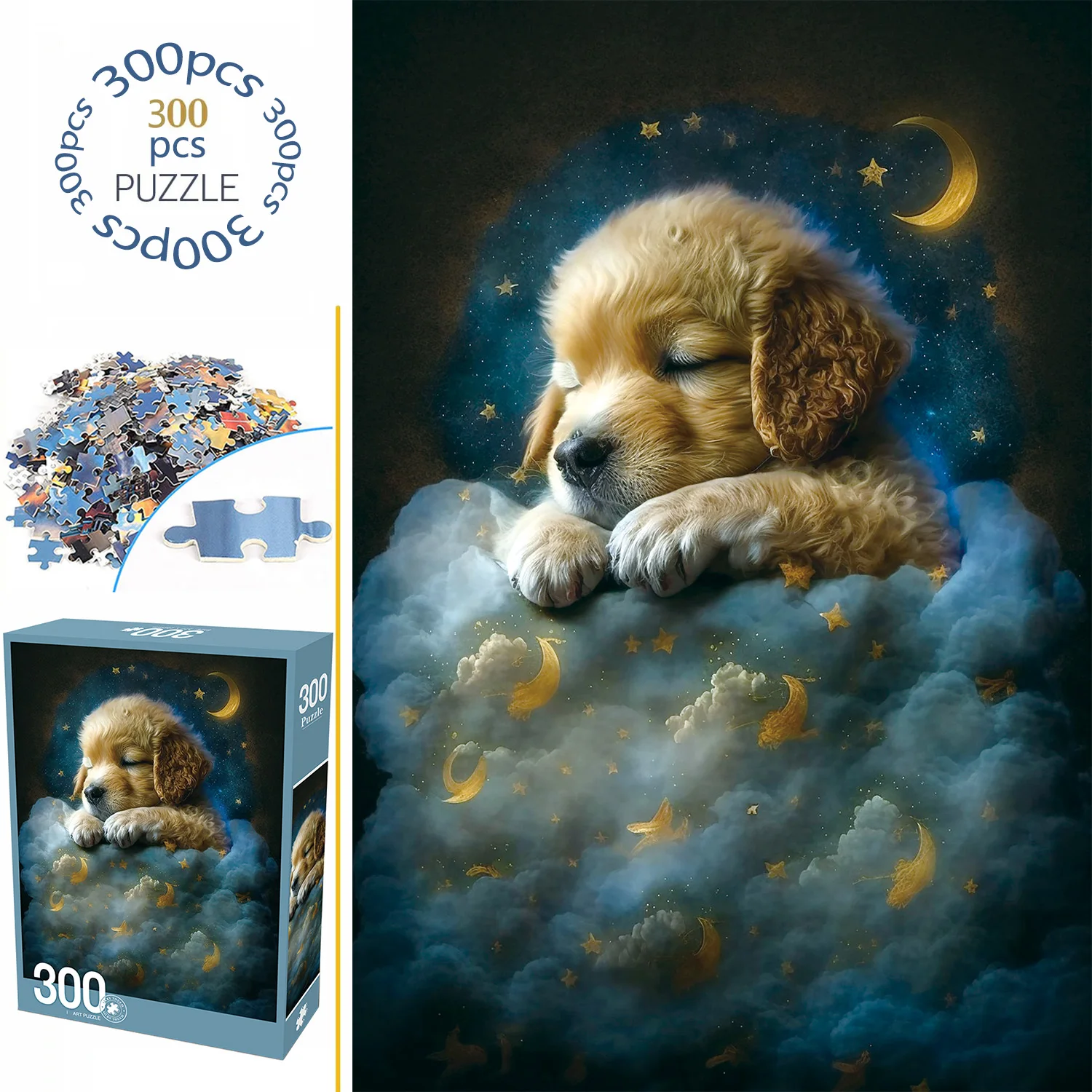 300 Pieces Adorable Puppy Velvet Material Floor Jigsaw Puzzles for Adults Home Decor Games Family Fun Educational Toys for Kids