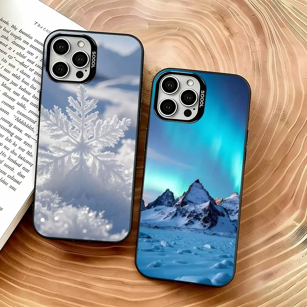 

Pristine Snowy Landscapes Phone Case For iPhone 17,16,15,14,13,12,11 Plus,Pro Max,XS,Colorful Silver Phone case Funda Cover