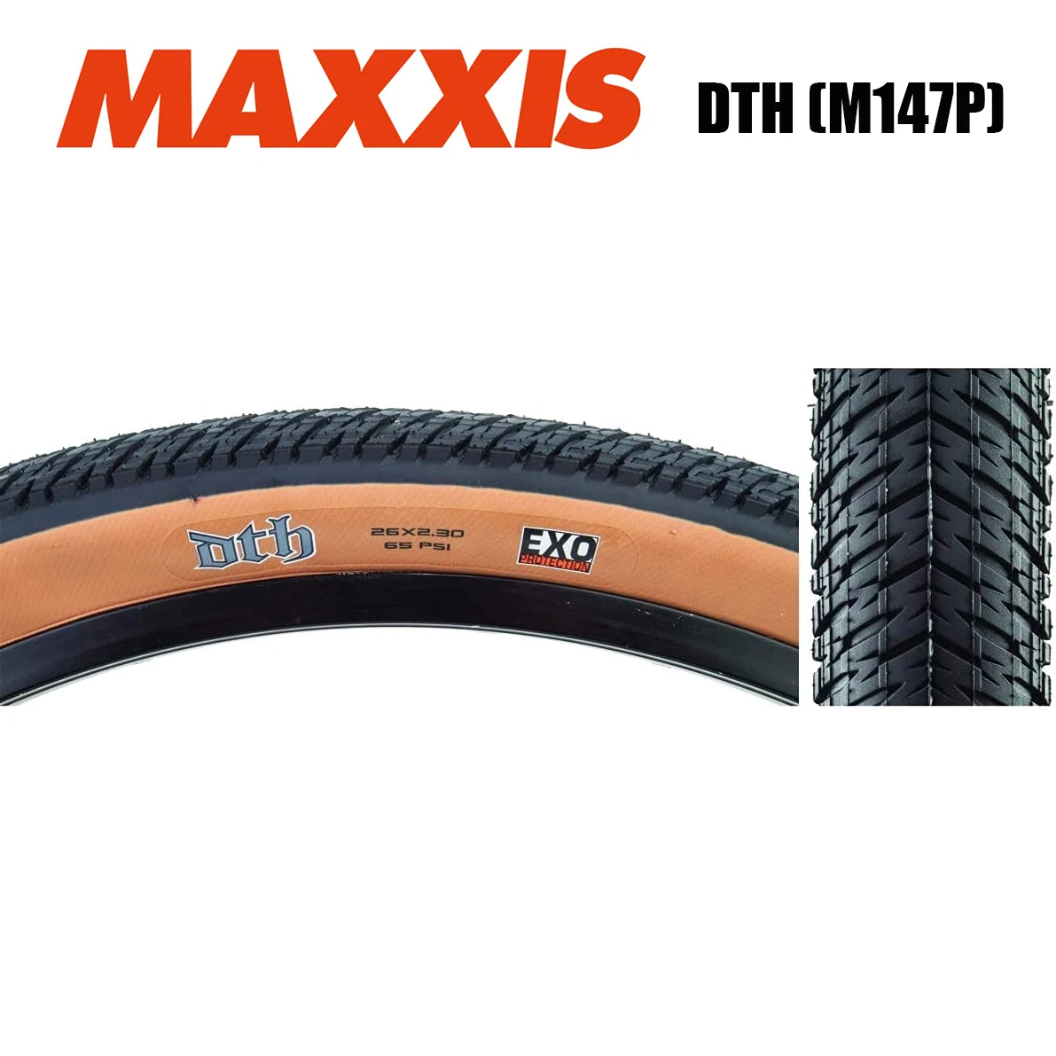 MAXXIS DTH (M147P) Tire  26 x 2.30 26x2.15 20x1.95 BMX Clincher Folding Black/Dark Tan EXO Bicycle Tire