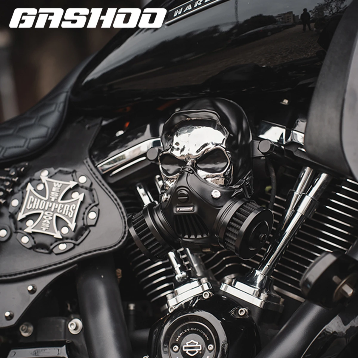 GASHOO Skull Air Filter for Harley Davidson Cruiser/Dyna/2018-up Softail/Street Bob/Fat Bob/2017-up Touring/Sport