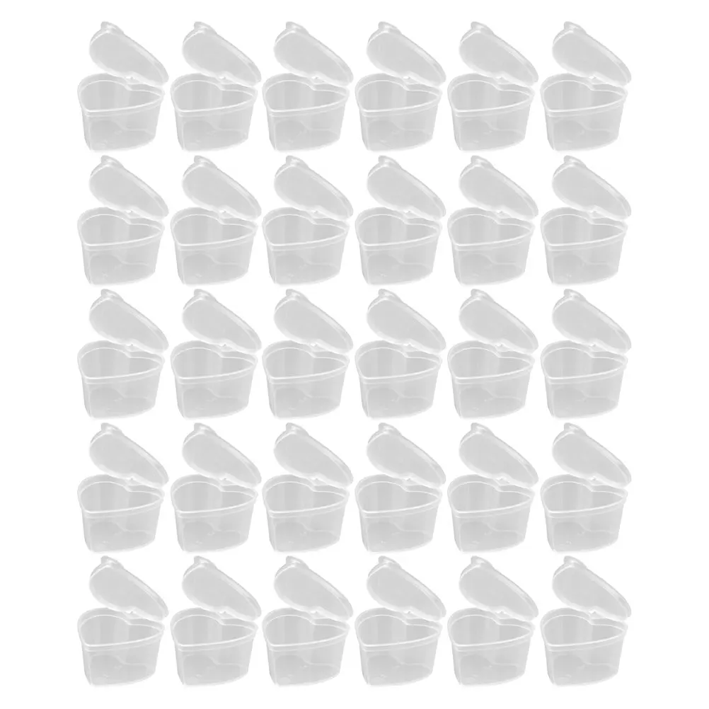 

30pcs Clear Heart Shaped Storage Boxes 45Ml Hinged Lid Plastic Organizers For Crafts Beads Condiments Mini Container Durable Pp