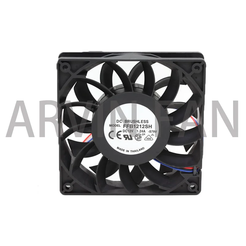 Ventilador De Refrigeração De Alta Velocidade, FFB1212SH, 12025, 12V, 1.24A, Inversor De Servidor De 3 pinos, Refrigerador Axial Caso, Ventiladores Industriais, 120mm, 12cm