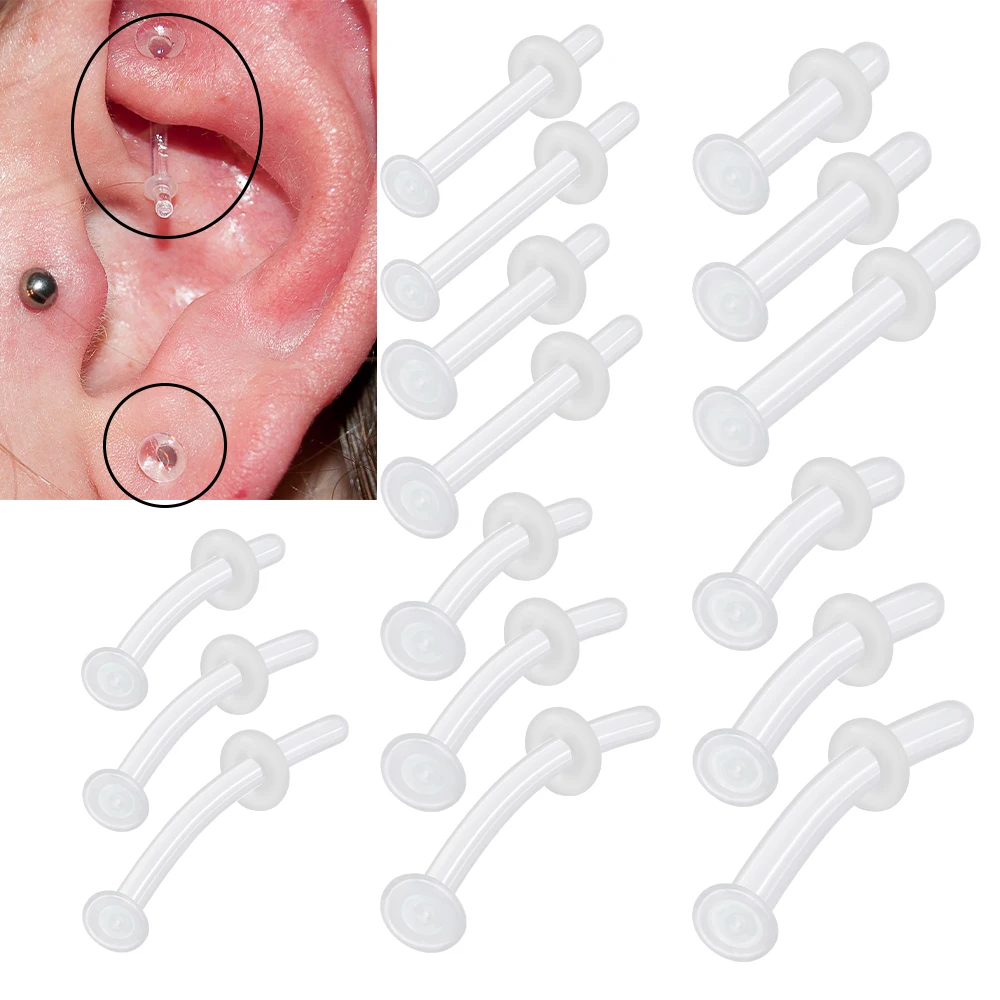 Simple Arrival Body Jewelry Glass Nose Bone Studs Ring Prevent Allergy Transparent Curved Cartilage Tragus Daith Navel Piercing