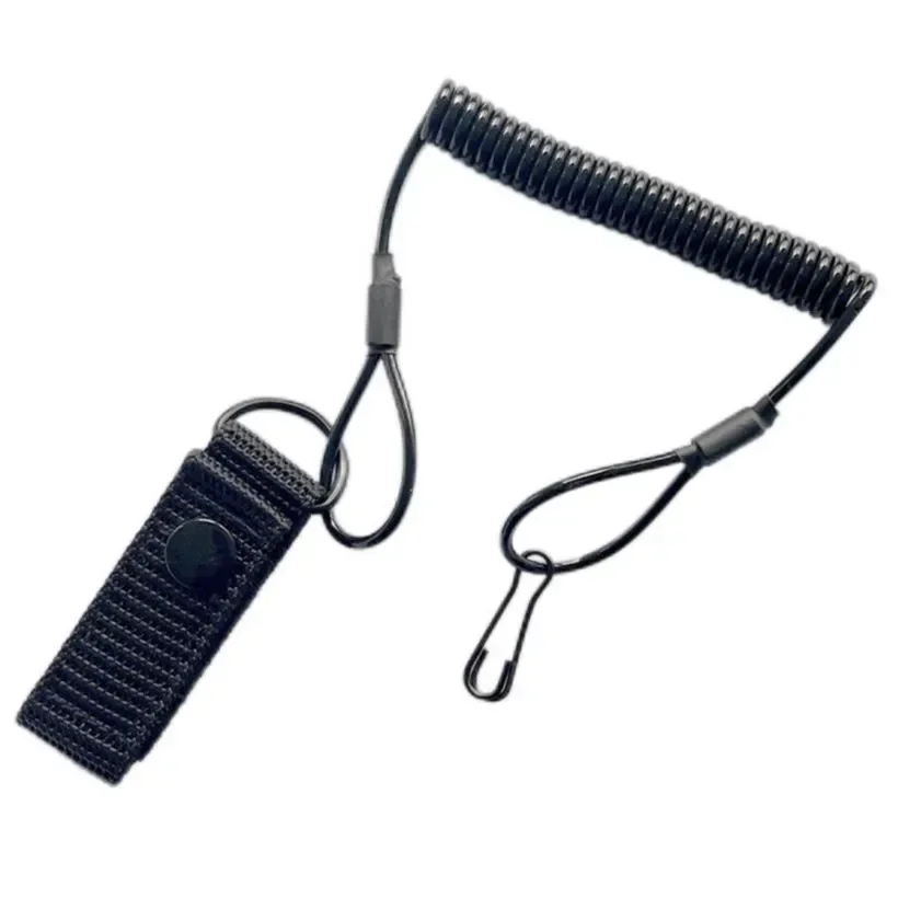 Elastic Lanyard Rope Tactical Anti-lost Military Spring Safety Strap Gun Rope For Key Ring Chain Flashlight Hunting Accessories
