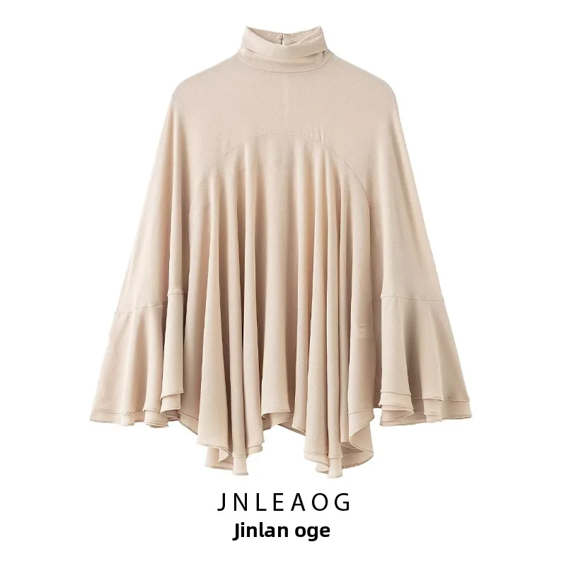 

Faionable Georgette Layered Decorative Top Women's Clothing Autumn New Sle Ele Wind Polyester Fiber ort Jaet