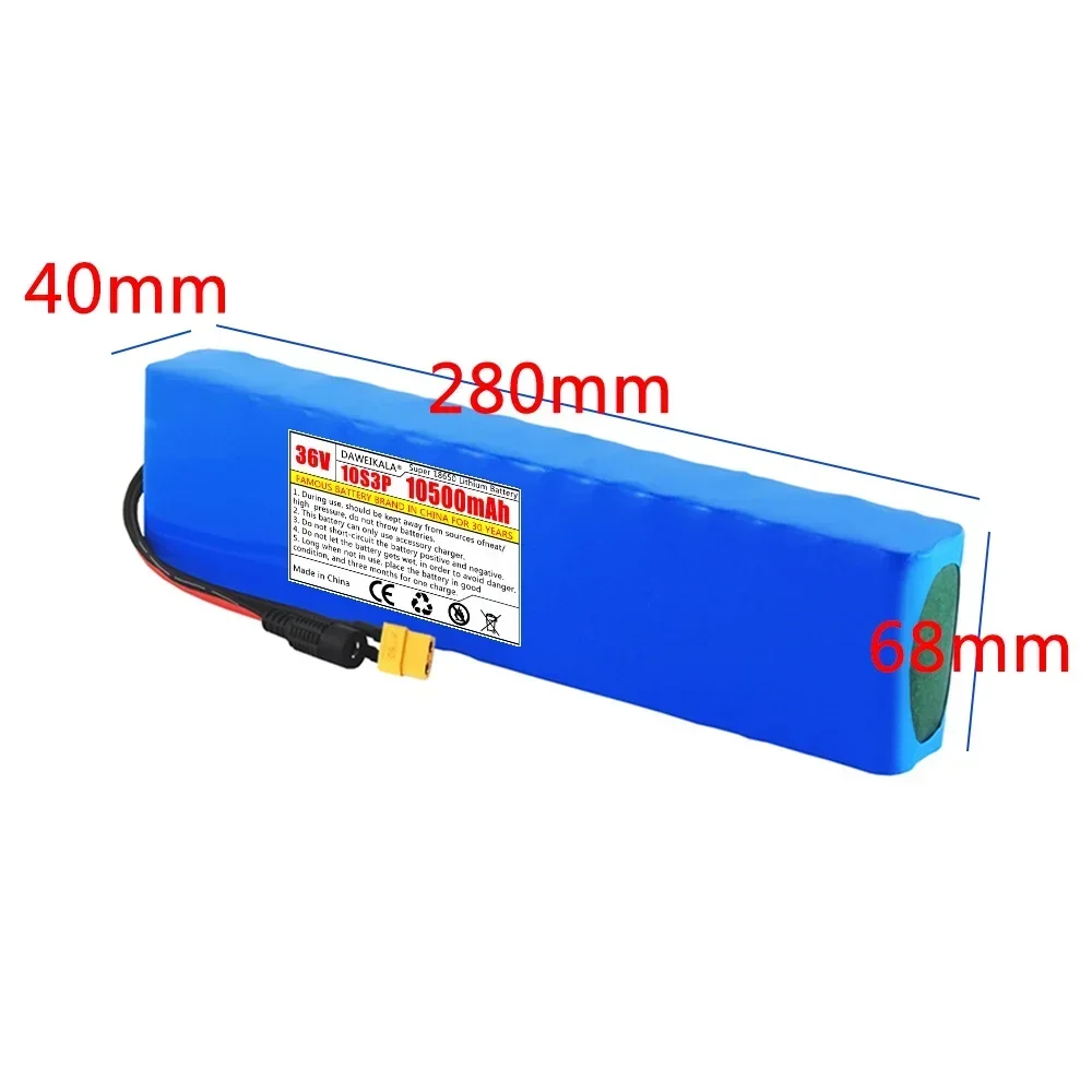 

2025 10S3P 36V 10.5Ah 18650 Rechargeable Lithium Battery Pack 500W Power Modified Bicycle electric scooter Vehicle BMS