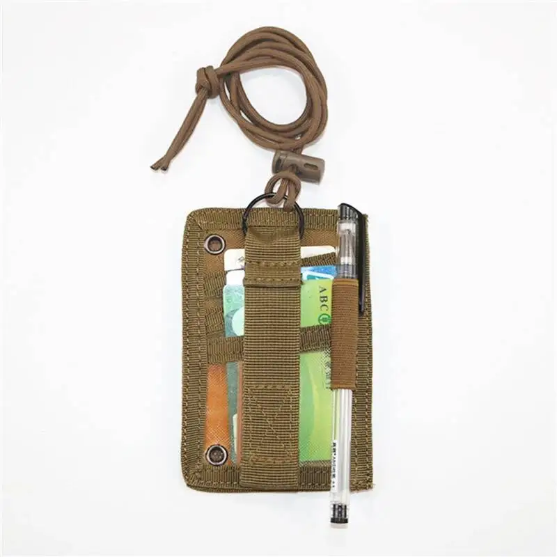 OUIO Tactical ID Card Holder Hook Loop Patch Tour Guide Badge Holders Outdoor Travel Pouch Pen Purse And Nylon Lanyard view 3