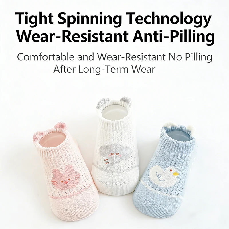 5 Pairs Baby Socks Anti-Slip Breathable Mesh Newborn Socks Soft Cotton Toddler Socks Child Socks for Kids Children 0-3 Years