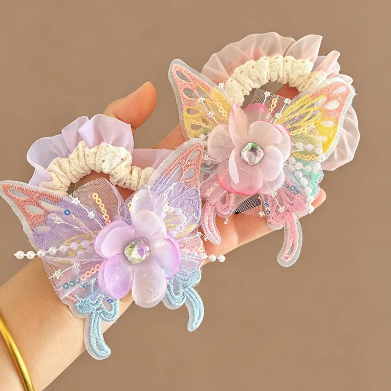 

1 PCS New Cute Flower Butterfly Girls Elastic Hair Bands Hair Accessories Children Hair Ties