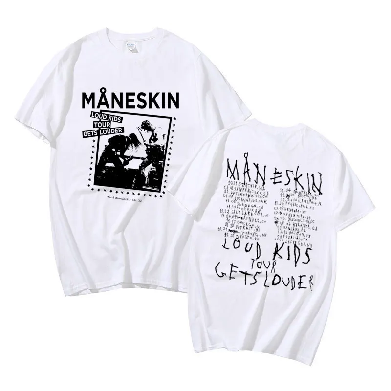 Italian Rock Band Maneskin Louds Kids Gets Louder Tour T-shirt Men Women Hip Hop Casual Comfortable Tees Soft Cotton Tshirt