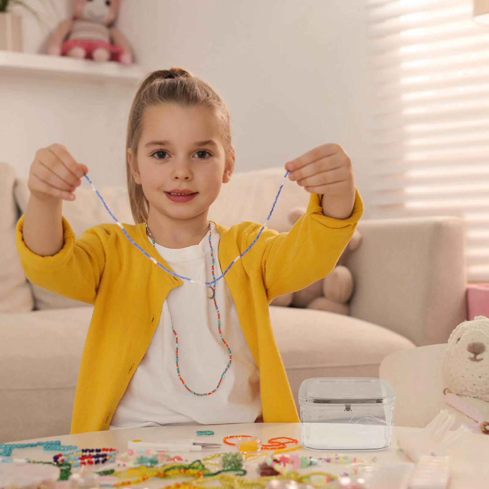 ボウオーガナイザーボックス クリアヘアタイ スクラッンチ収納 プッシュオープン式蓋 旅行や日常使いに最適