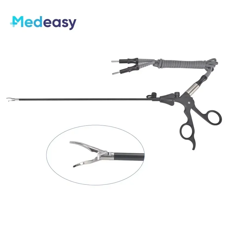 Hot Sale Medeasy 5mm*330mm Reusable Double Action Bipolar Coagulation Scissors Forceps With Connection Cable