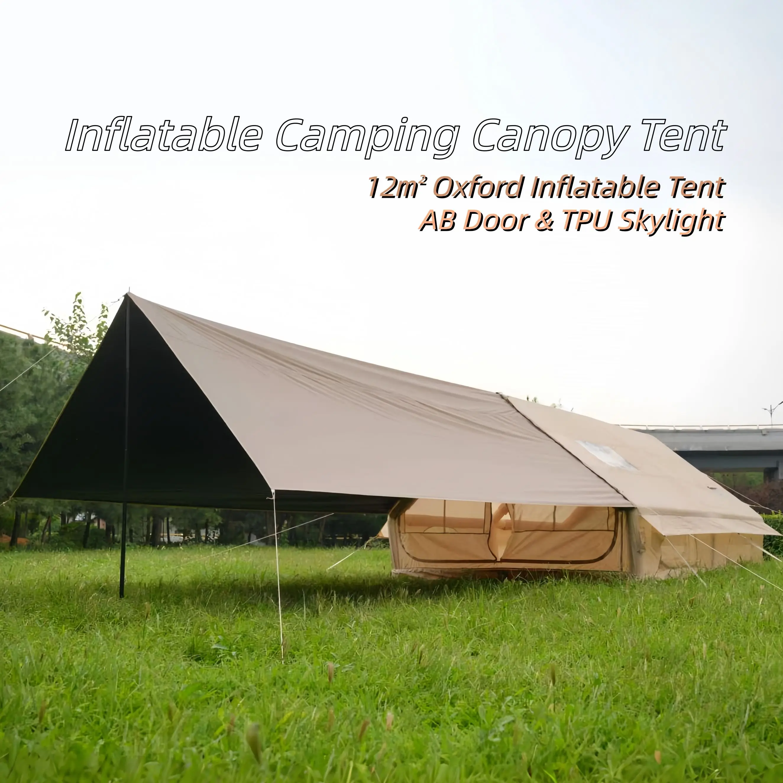 Hot Sale 10-12 People Waterproof Durable Oxford Family Glamping Carpas Para Camping Lujo Big Air Tent Inflatable Camping Outdoor