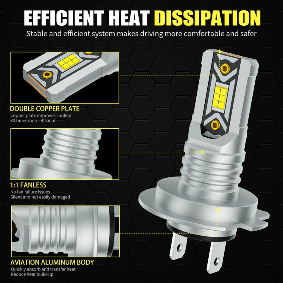 AILEO 2 قطعة Led أضواء السيارة H7 LED المصباح 9005 HB3 9006 HB4 كشافات 6500K H11 H9 H8 لمبات السيارة H4 عالية منخفضة شعاع التوصيل والتشغيل