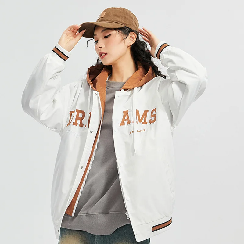 

Women High Quality Varsity Baseball Uniform Jacket Men's Autumn New Trendy Brand All-match Student Hooded Jacket Plus Size Coats