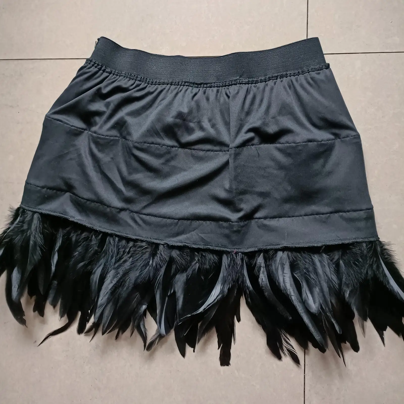Feather Fringe Punk Leather Feather Skirt Mini Skirt Goth Rave Party Skirt Adjustable Hip Dance Dress Angel for Festivals