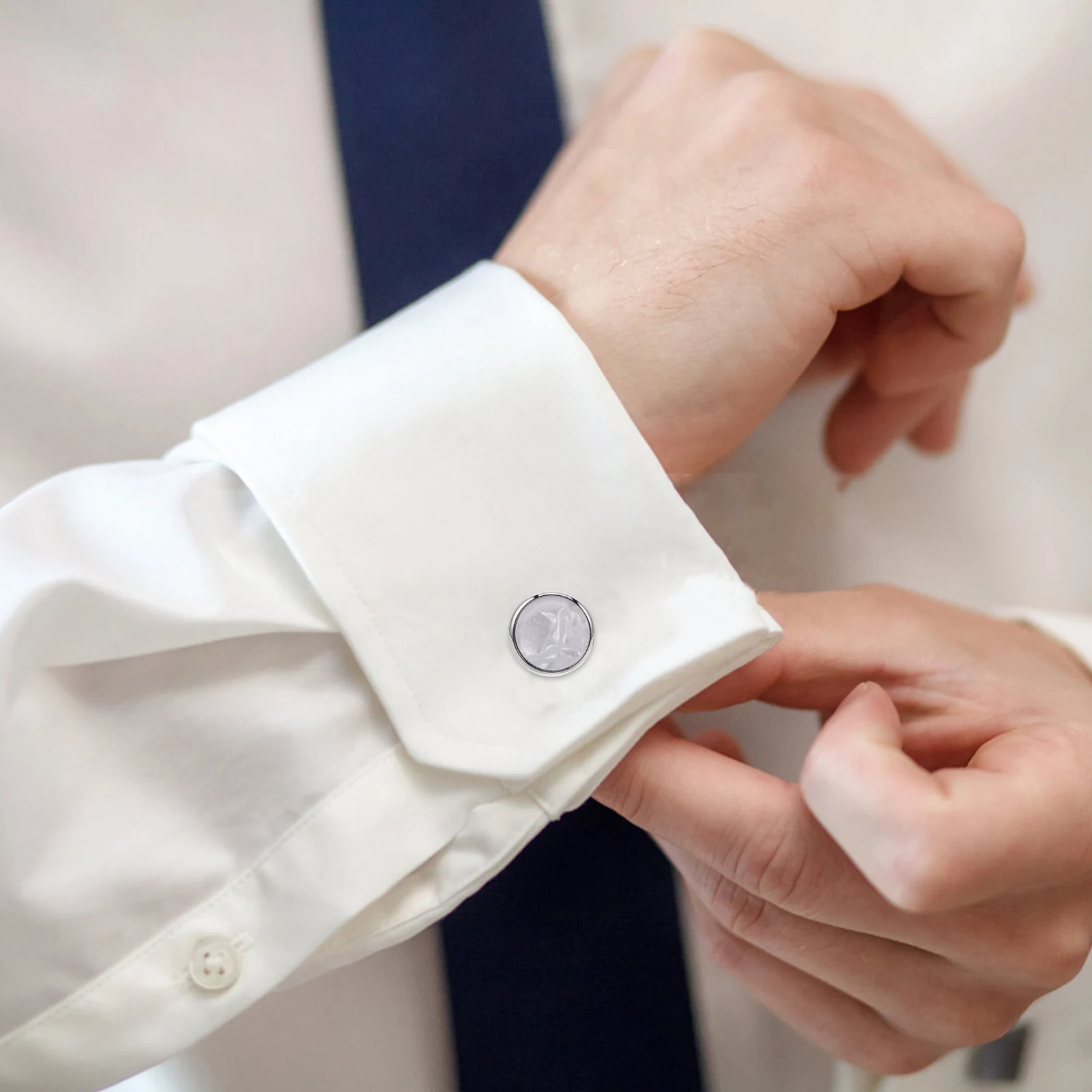 

1Set Cufflinks for Men French Style Cuff Shirt Round Enamel Shell Shirt Studs Dress Cuff Links Set for Business Formal Events
