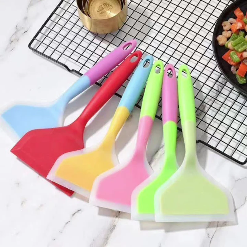 1PCS Large Silicone Shovel Wide Spatula Beef Meat Egg Scraper Pizza Cooking Utensils Kitchen Tools Random Color Non-stick Shovel