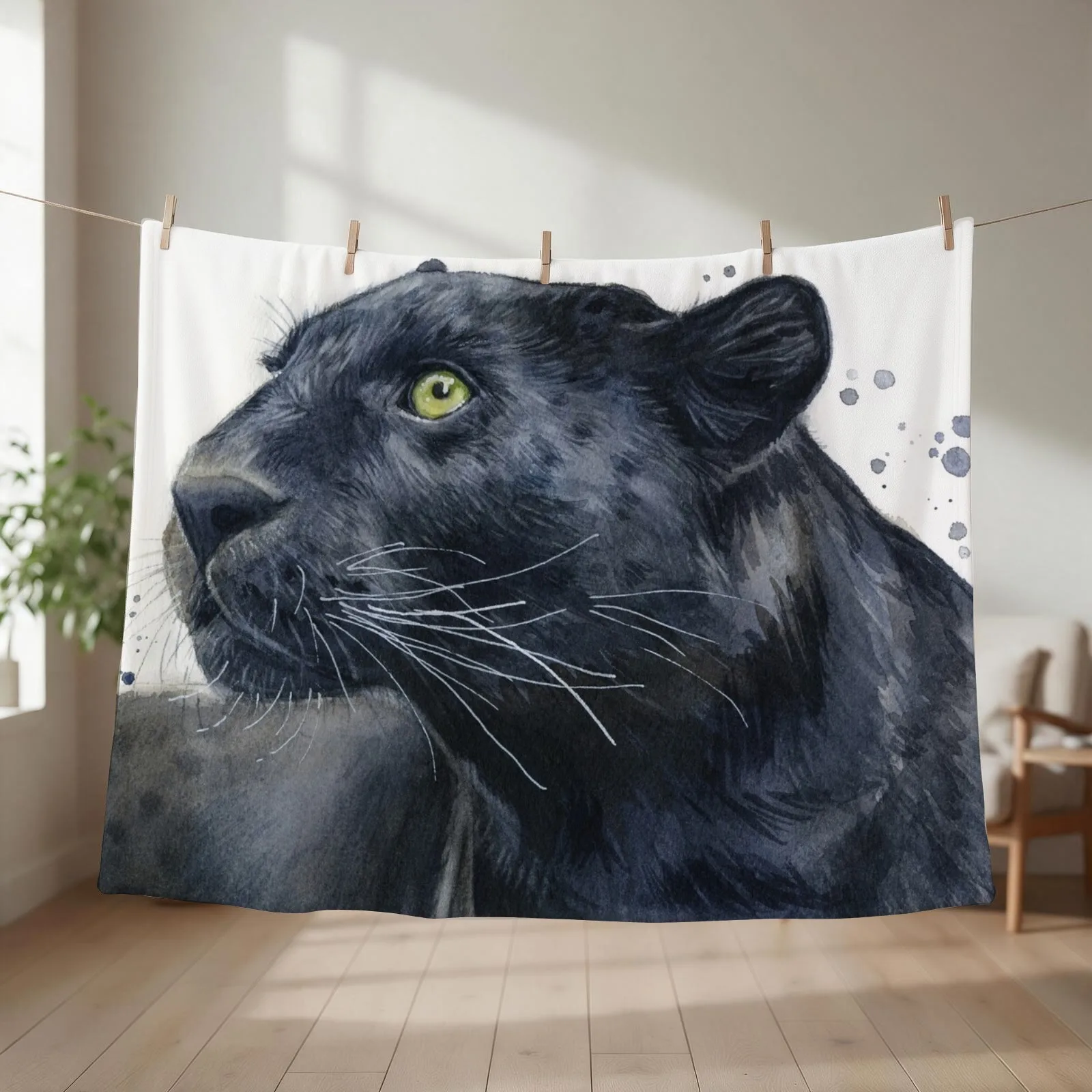 Black Jaguar Panther Watercolor Throw Blanket Decorative Sofa Camping For Sofa Thin Blankets For Sofas Blankets