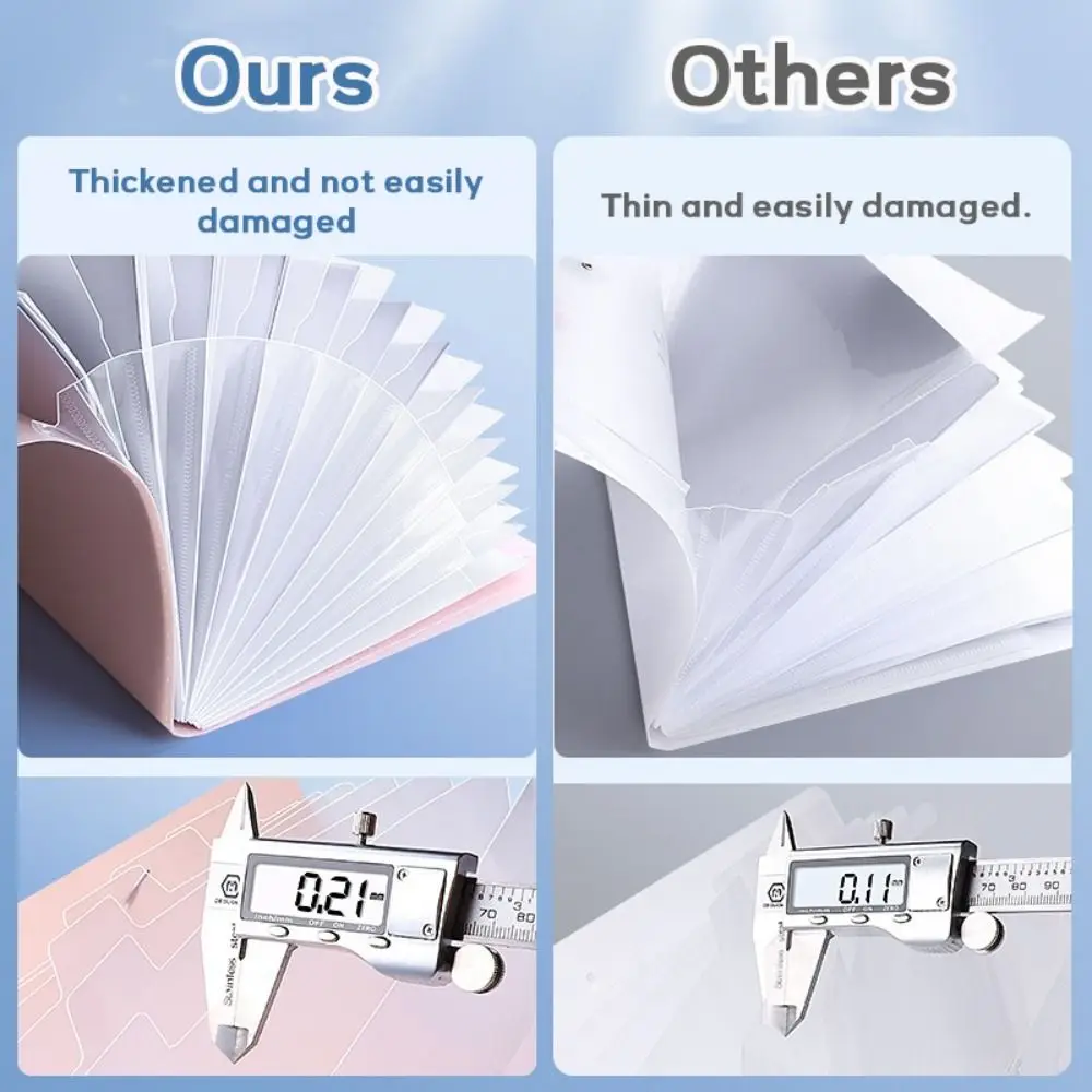 Waterproof A4 File Folder Test Paper Storage 4/8/12 Pockets Organ Bag PP Classified Storage Portfolio Organizer School Office