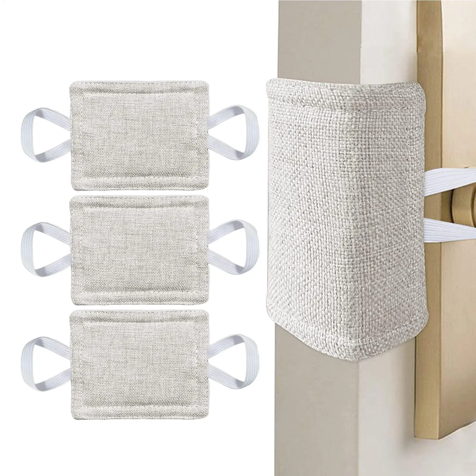 Door silencer cover 3Pcs/set no drilling silent door mat Sound Padded Door Latch Cover for Infant Stops Locking Child