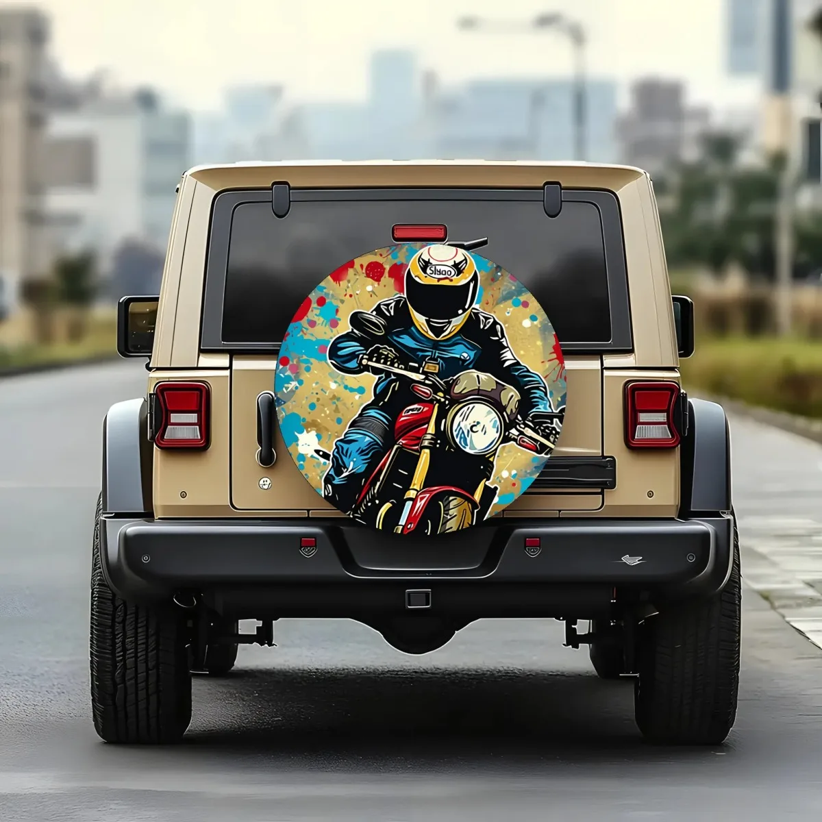 

Универсальный чехол для запасного колеса мотоциклиста с граффити