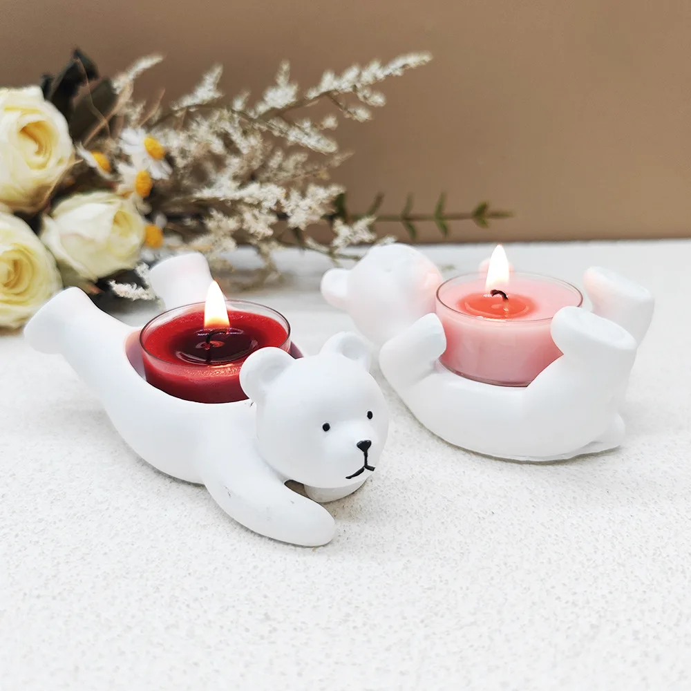 

Милый медведь подсвечник гипсовая силиконовая форма украшение дома основа пластырь контейнер для свечей форма