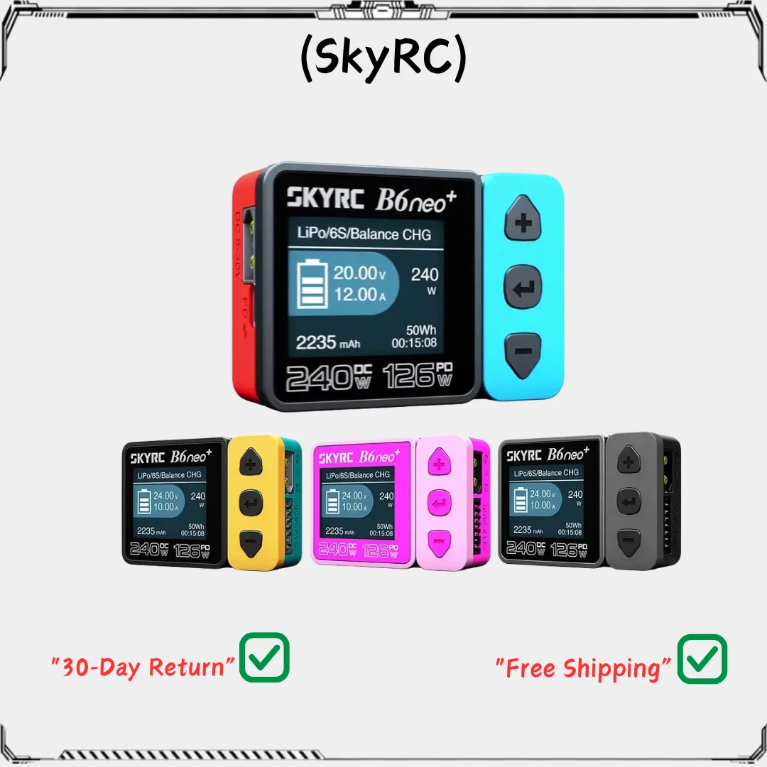 

​SKYRC B6neo+ Smart Charger High Power DC240W PD126W Multilanguage Balance Charger 600mA XT60/Type-C Compact Charger Discharger