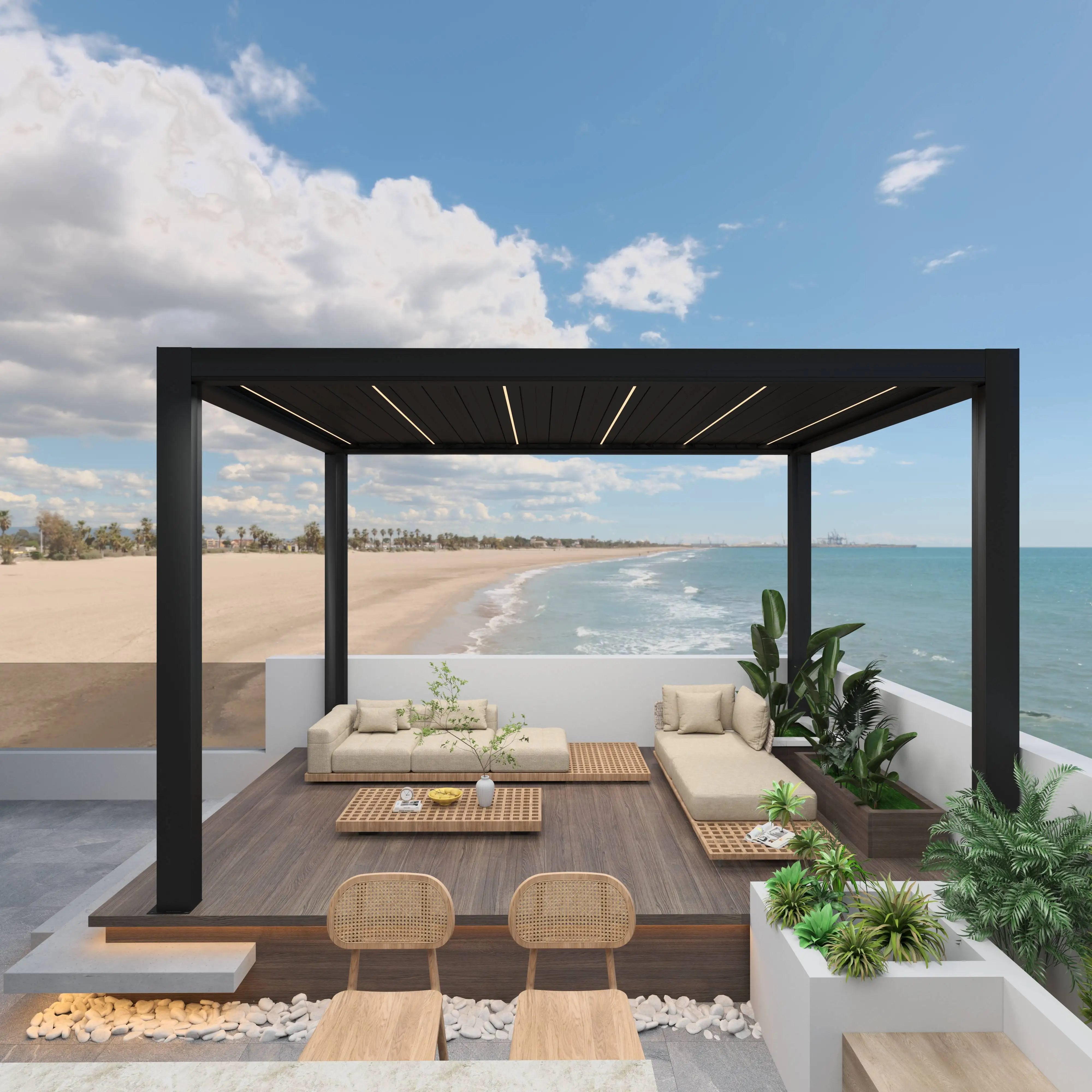 Any Size Custom Modern Bioclimatic Adjustable Aluminum Louver Pergola 3x3 3x4 4x4 6x4m Waterproof Outdoor Patio Gazebo view 2