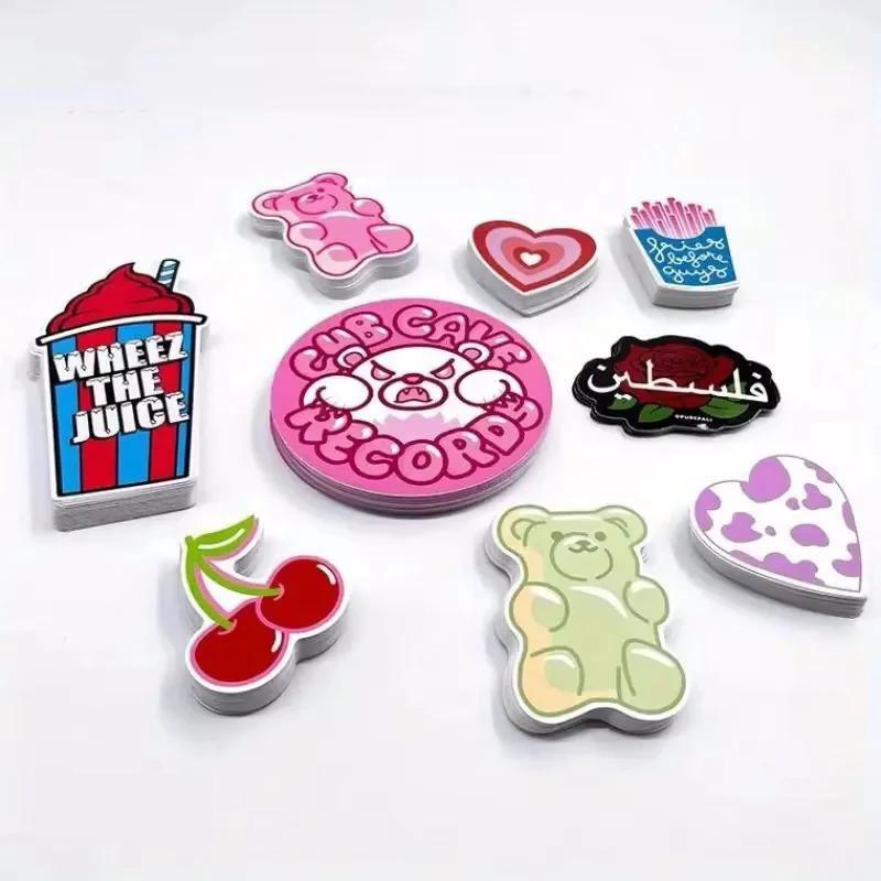 100 stuks op maat ontworpen vinyl stickers stickers holografische etiketten gestanst waterbestendig gepersonaliseerde verpakking bruiloft feestlabels