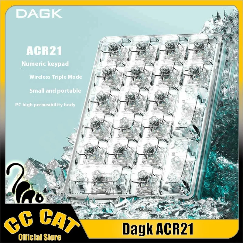 Dagk Acr21 Mini Keyboards Wireless 3mod Mechanical Keyboards Transparent Portable Numeric Keypad Rgb Custom Gaming Keyboard