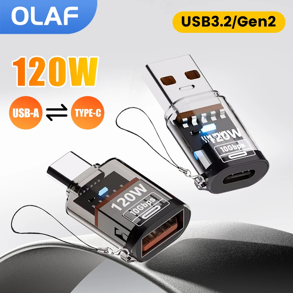 120W OTG Adapter USB3.2 Male To Type C Female Connector 3-in-1 Data Transfer Fast Charging Headphone Converter for iphone 15 16