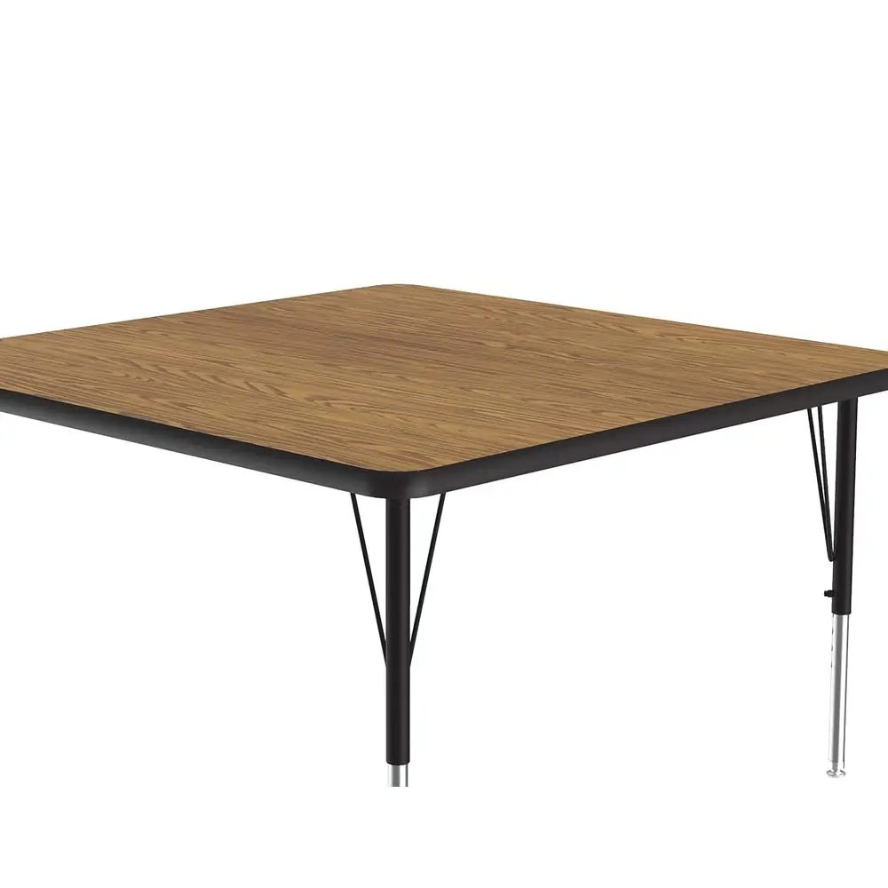 Adjustable Height 48 Square Medium Oak Laminate Classroom Table, Model A4848-SQ-06