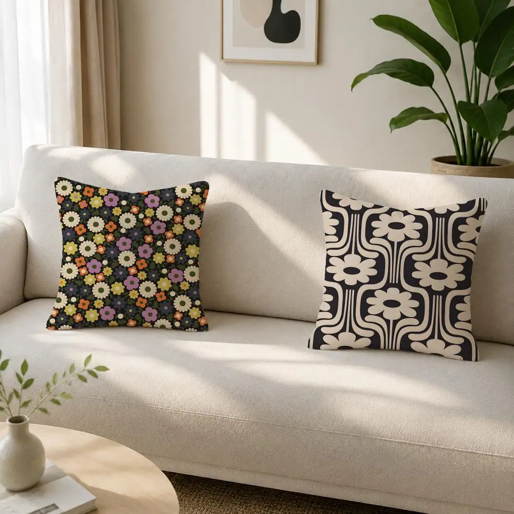 Pattern Orla Kiely Flower Pattern Cushion Cover Soft Plush Cushion Covers Fluffy Throw Pillow Cases for Sofa Bedroom Home Decor