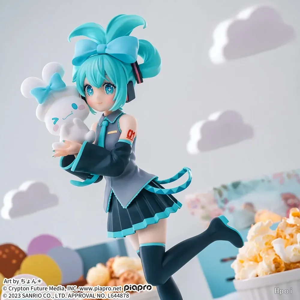 17CM Anime Hatsune Miku X Cinnamoroll Figure Anime Peripheral Collectible Models Decorative Decorations Children Kawaii Gift