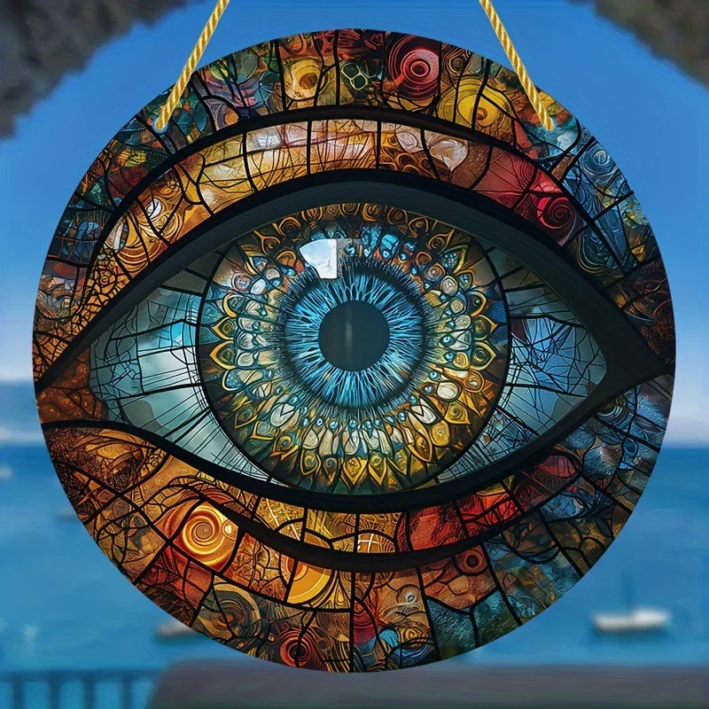 

Halloween eye pendant painted window hanging round wall hanging wreath decorating room pendant