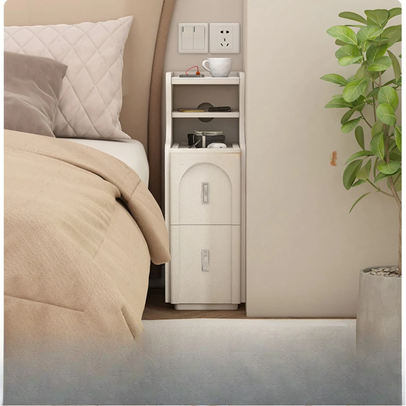 

French cream wind bedside table mini small bedroom storage bedside table ultra-narrow crevice cabinet