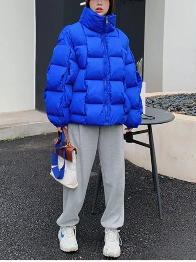 ジッパー付きレディースジャケット,長袖コート,ラージサイズ,ルーズフィット,ハイカラー,コットン,カジュアル,ファッション,さまざまな言語,冬