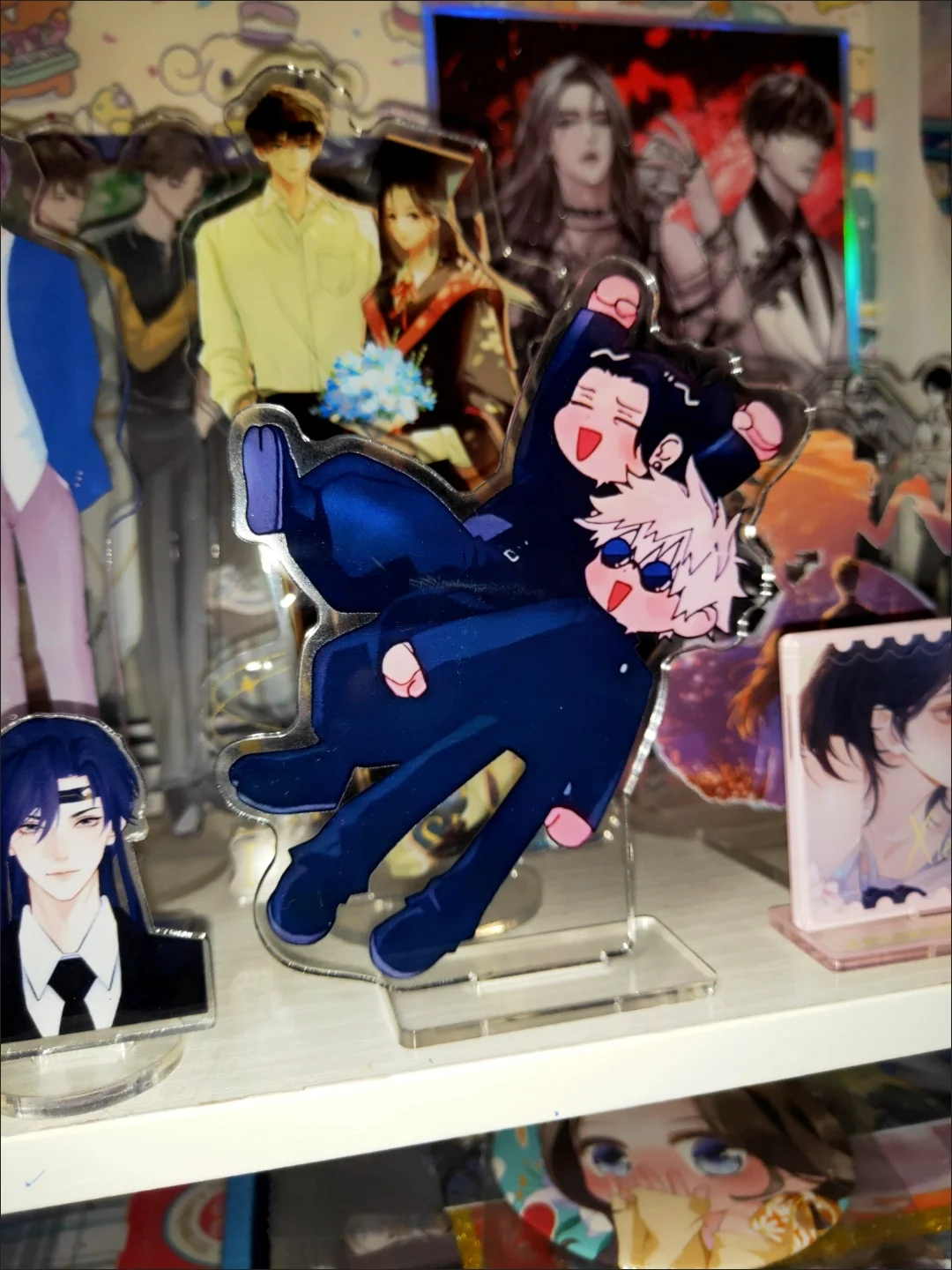 ألعاب شخصيات الرسوم المتحركة Jujutsu المحيط Satoru Gojo Geto Suguru الاكريليك الوقوف Asl تمثال حلية ألعاب شخصيات الحركة