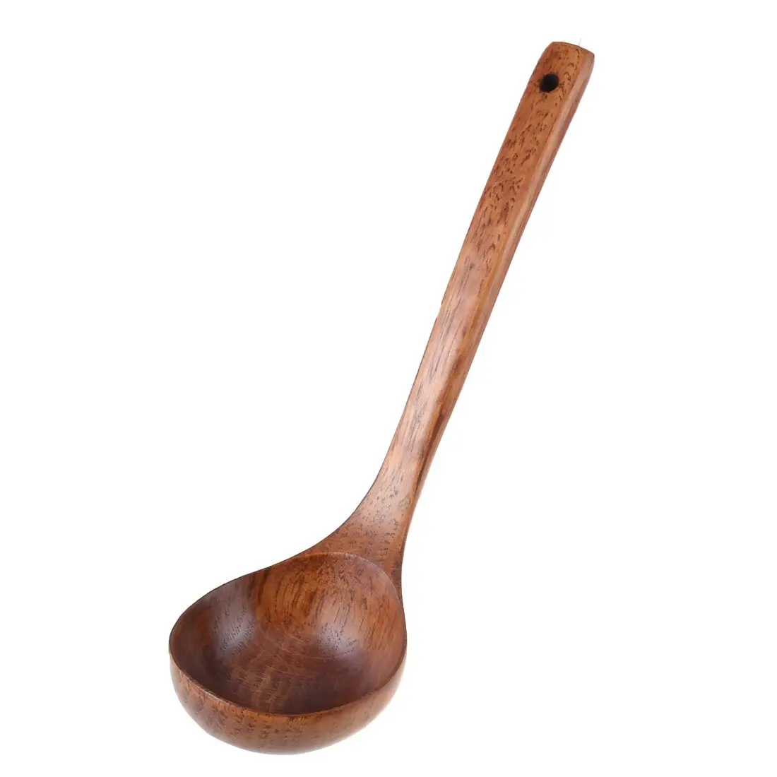 AT77 Kitchen Cooking Straight Handle Wooden Wood Soup Scoop Spoon Ladle Brown 11" Long