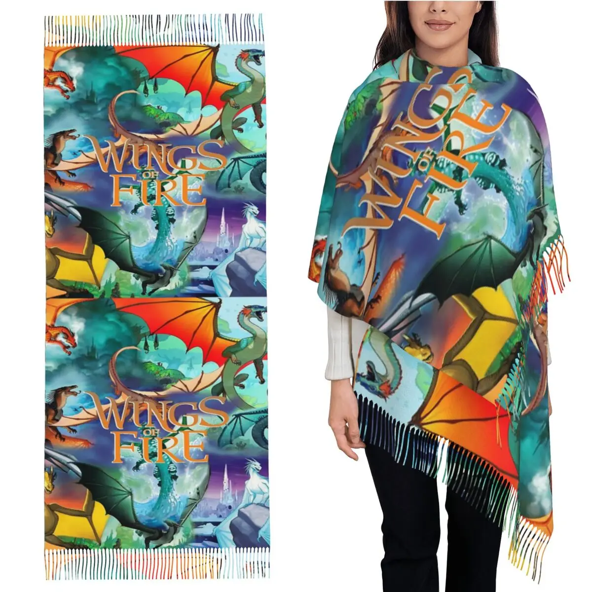 

Шарф Wings Of Fire All Together, шарфы с кисточками для женщин, мягкие теплые шали и накидки, длинная осенне-зимняя шаль