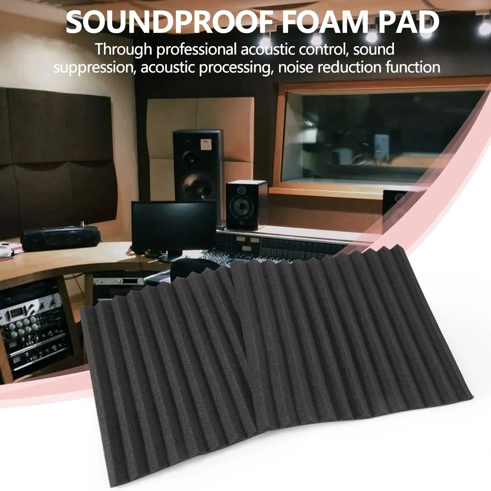 12 Pcs Black Acoustic Panels Soundproofing Foam Acoustic Tiles Studio Foam Sound Wedges 2.5 x 30 x 30cm