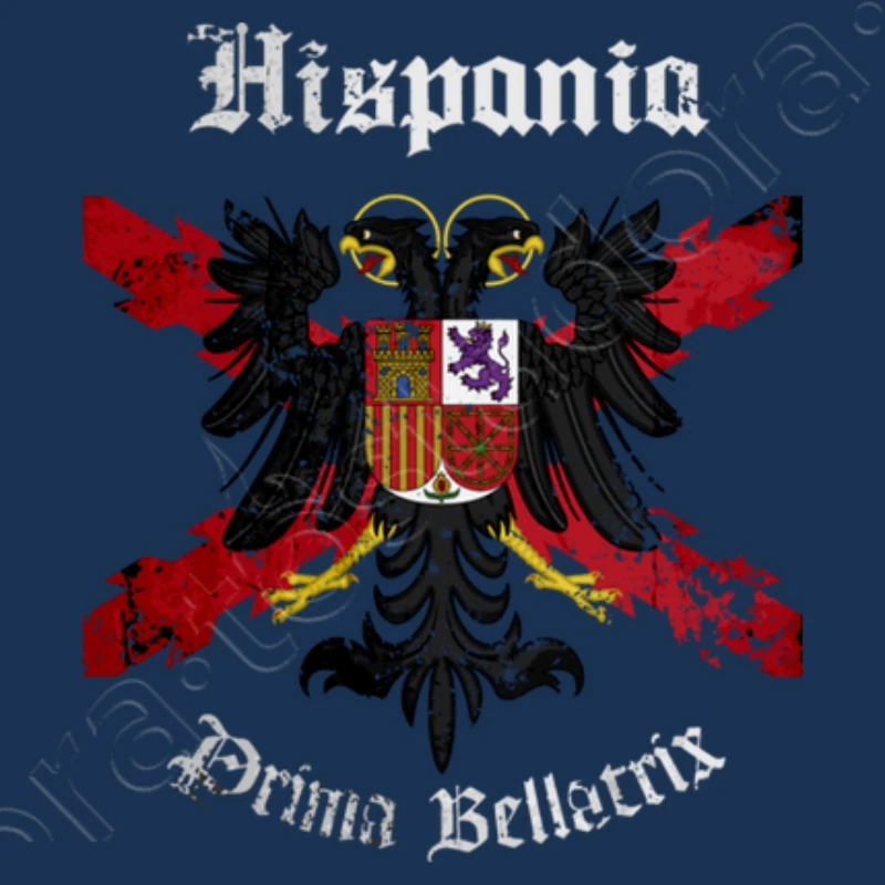 Hispania. First Bellatrix. Spanish Cross of Burgundy Eagle Badge T Shirt. Short Sleeve 100% Cotton Casual T-shirts Loose Top New