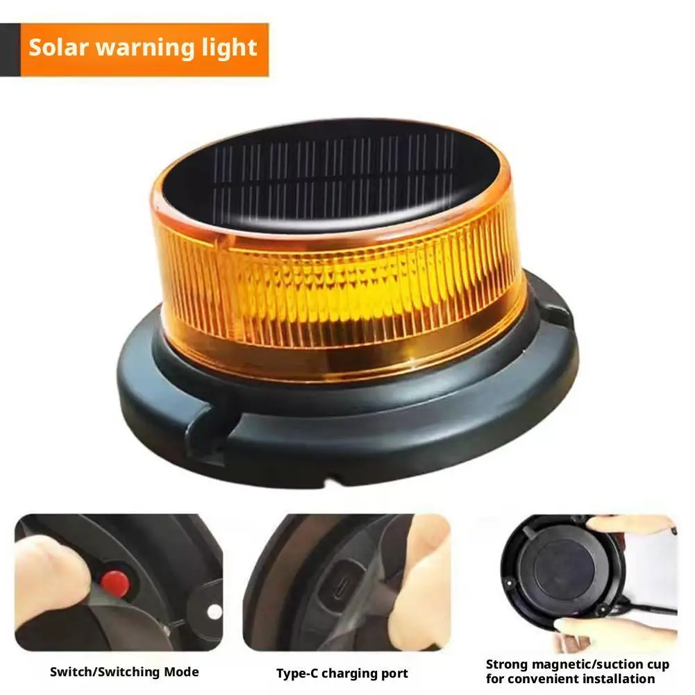 

Solar Rechargeable LED Warning Light Rotating Flashing Beacon Magnetic Battery Police Light Night Warning Magnetic Car Roof LED